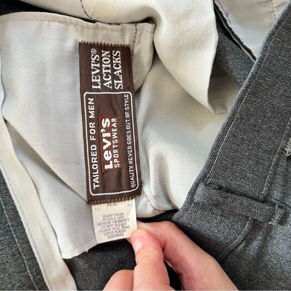 Levi's Vintage 70's/80's Dark Grey Action Slacks Flat Front Dress Pants - Picture 8 of 13
